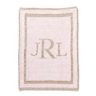 Metallic Classic Monogram Stroller Blanket or Baby Blanket - Image 2