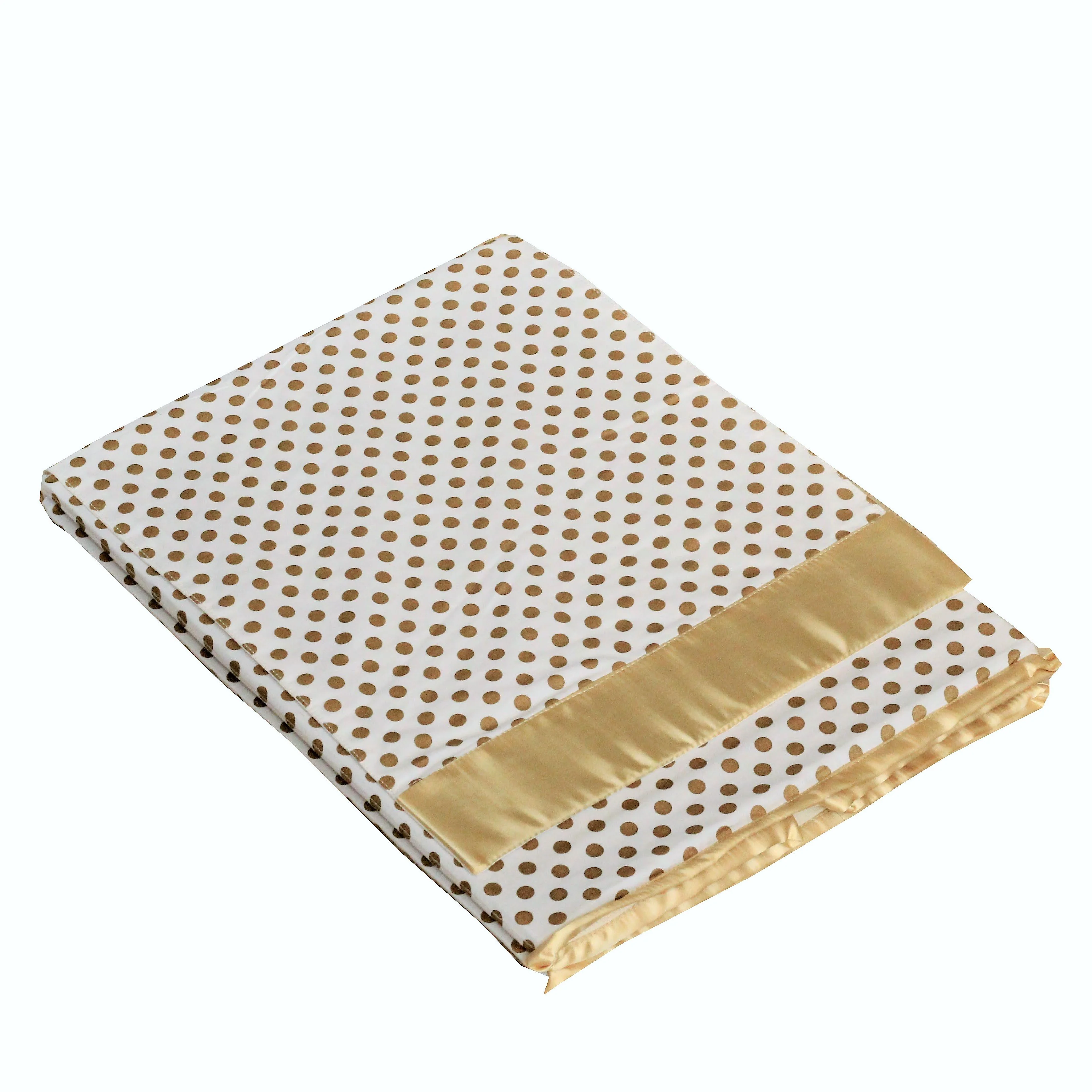 Metallic Fabric Collapsible Cotton Storage Basket or Bin with Gold Satin Highlights, Home Organizer Solution for Office, Bedroom, Closet, Toys, Laundry (Medium – 16x12x12"), Gold Small Dots Hamper - Image 8