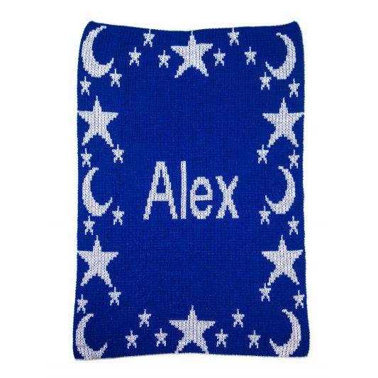 Metallic Night Time Sky & Name Personalized Blanket