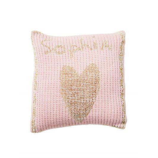 Metallic Single Heart & Name Personalized Pillow