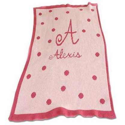 Precious Polka Dots Personalized Stroller Blanket or Baby Blanket