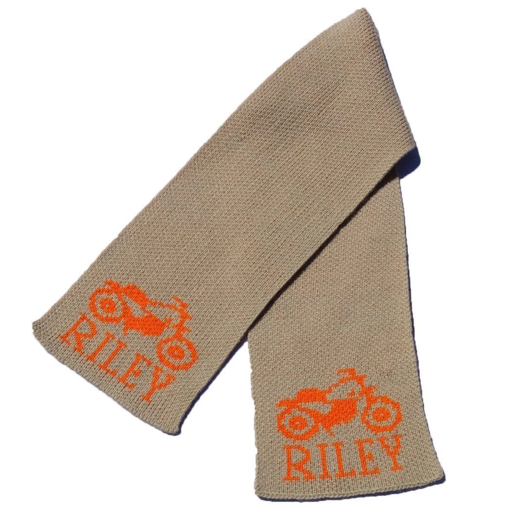 Vintage Motorcycle Personalized Knit Scarf - Image 2