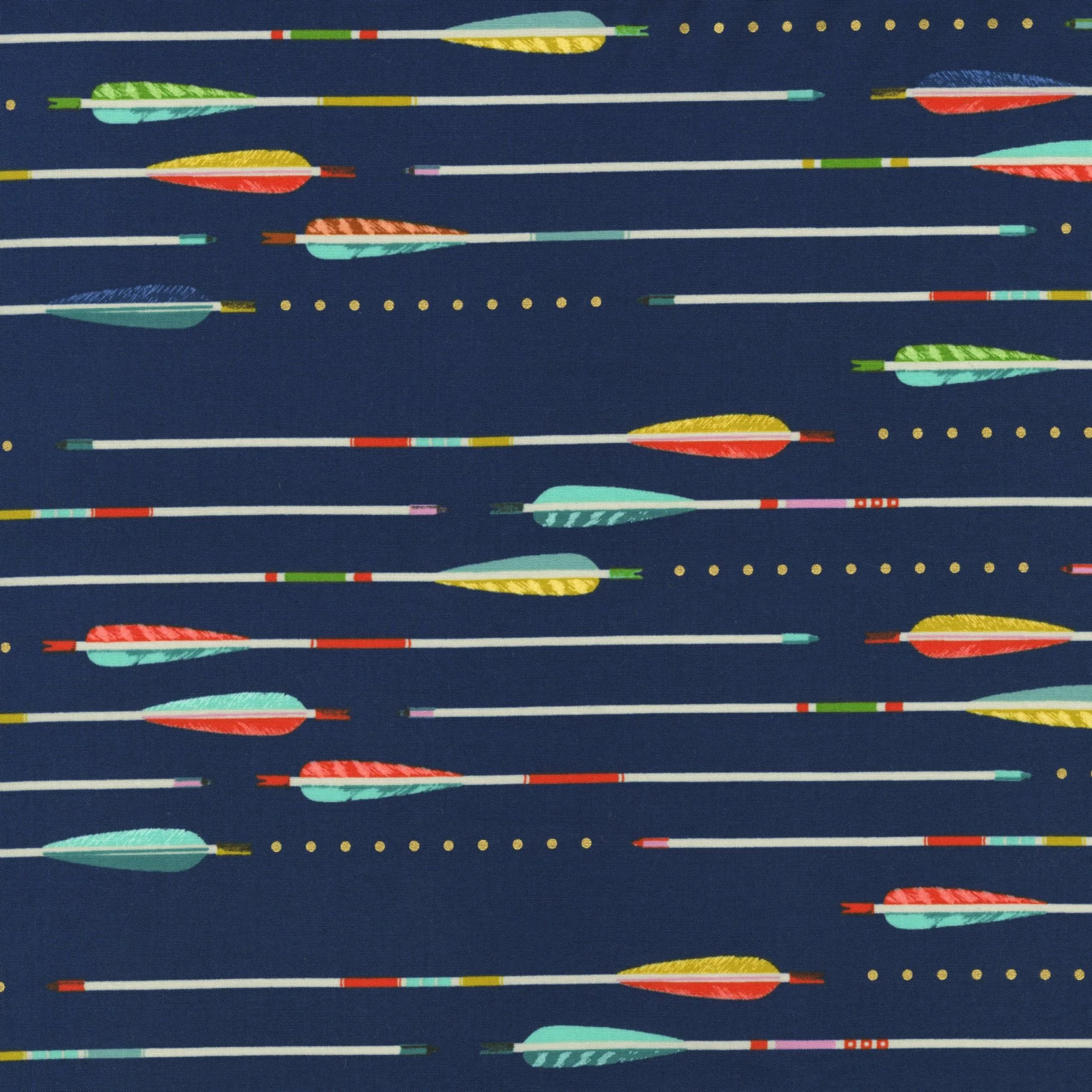 Mustang Arrows in Navy metallic Fabric by the Yard | 100% Cotton - Image 2