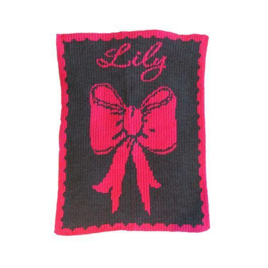 Bow & Name Stroller Blanket or Baby Blanket