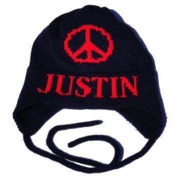 Large Peace Sign Personalized Knit Hat - Image 3