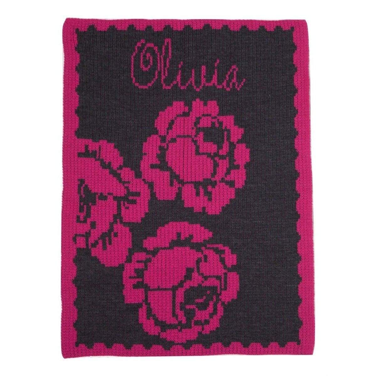 Peony & Name Personalized Stroller Blanket or Baby Blanket