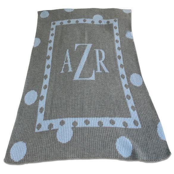 Large Polka Dot Monogram Personalized Stroller Blanket or Baby Blanket - Image 2