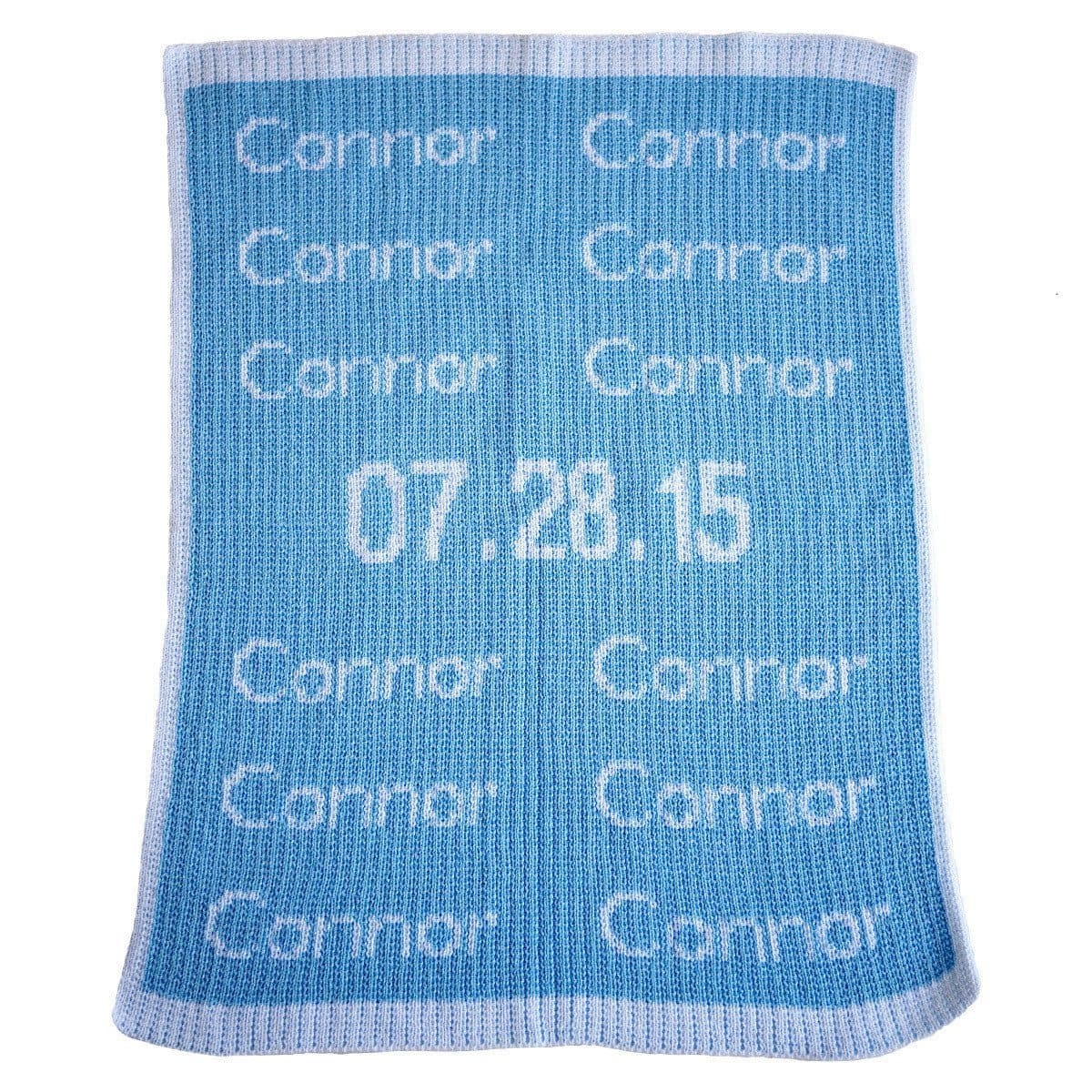 Repeated Name & Date Personalized Stroller Blanket or Baby Blanket