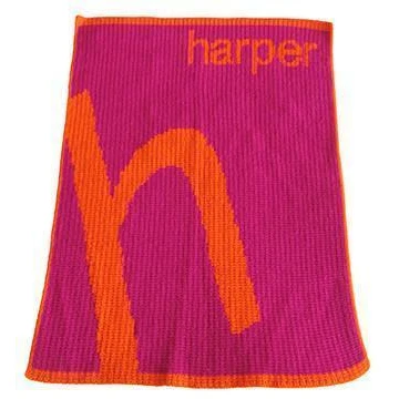 Slanted Large Letter Personalized Stroller Blanket or Baby Blanket