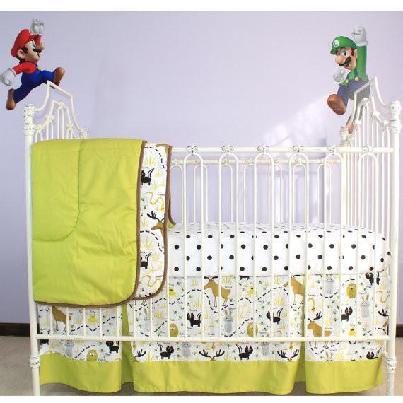 Woodland Animals Baby Bedding | Green, White, Gray, Amber and Clay Crib Comforter - Image 6