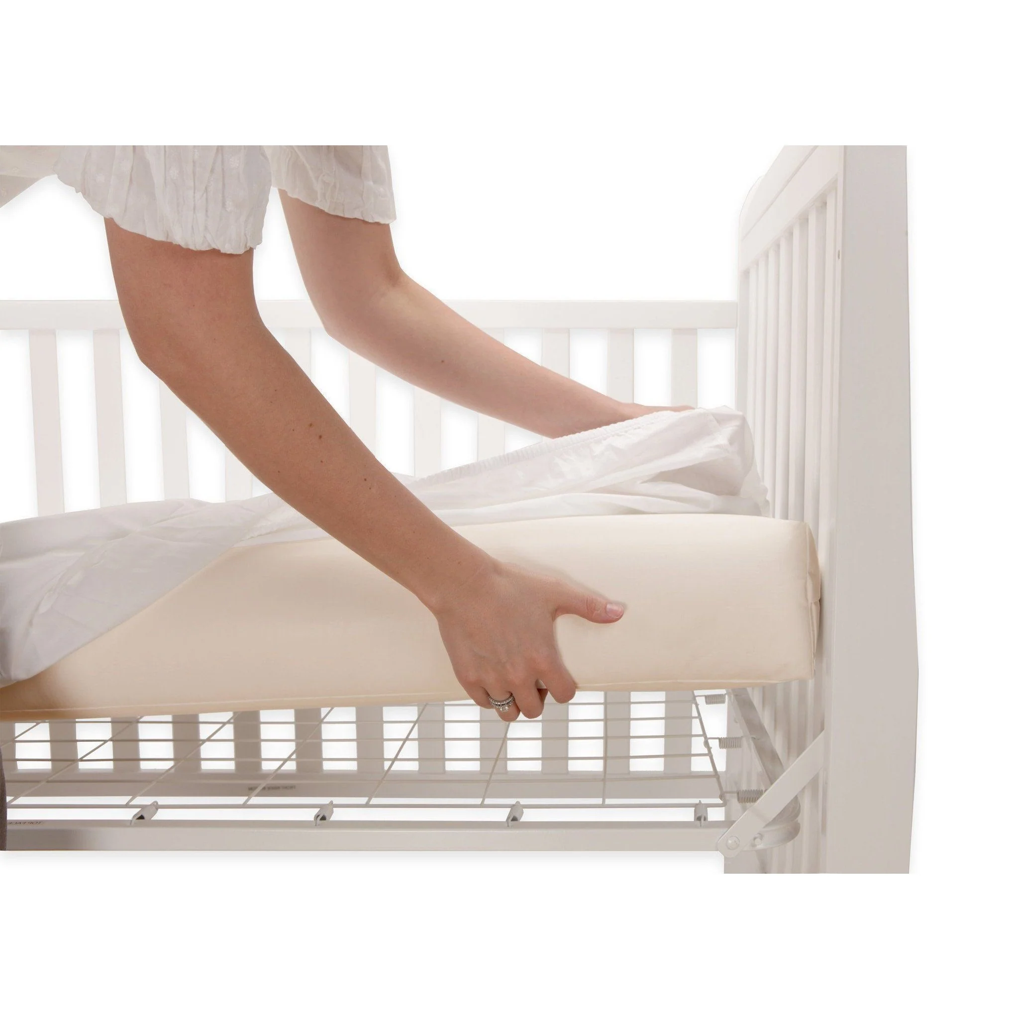 Super Lightweight Beige Crib Mattress 2-Stage - Image 5