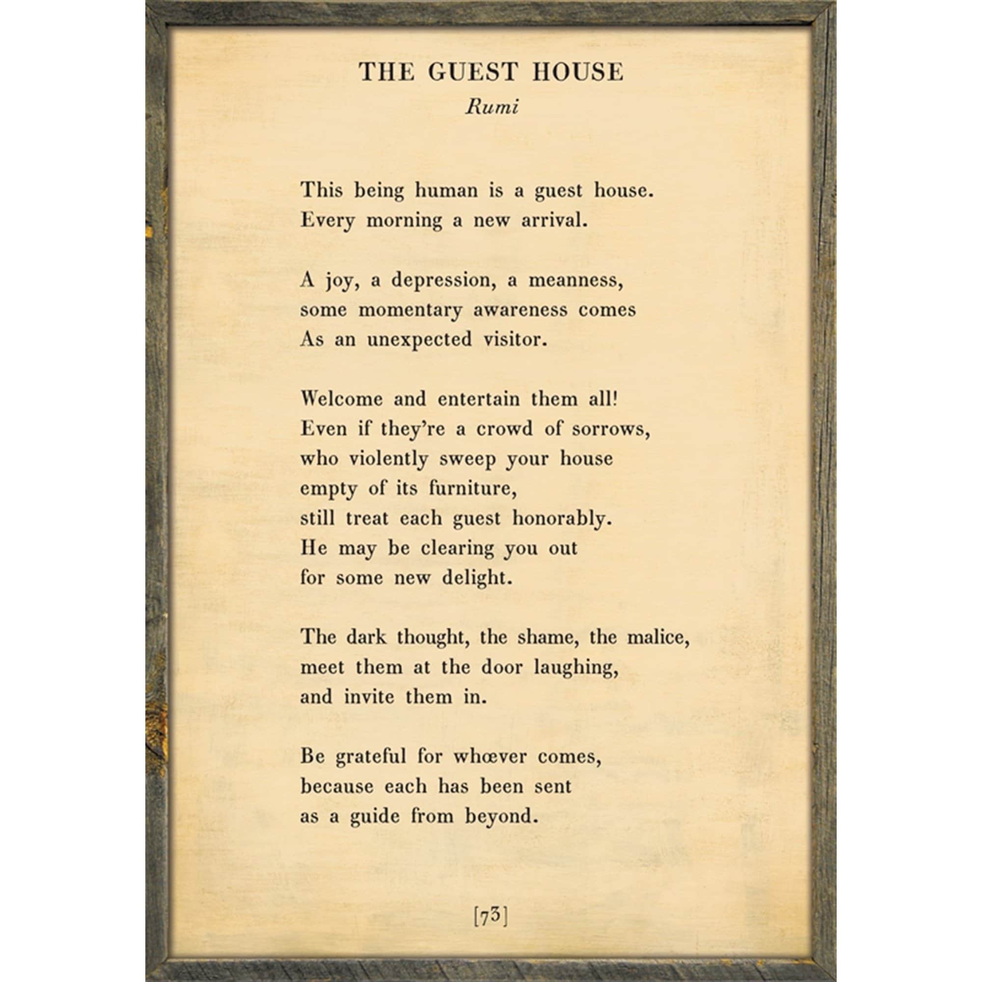 The Guest House - Poetry Collection Art Print