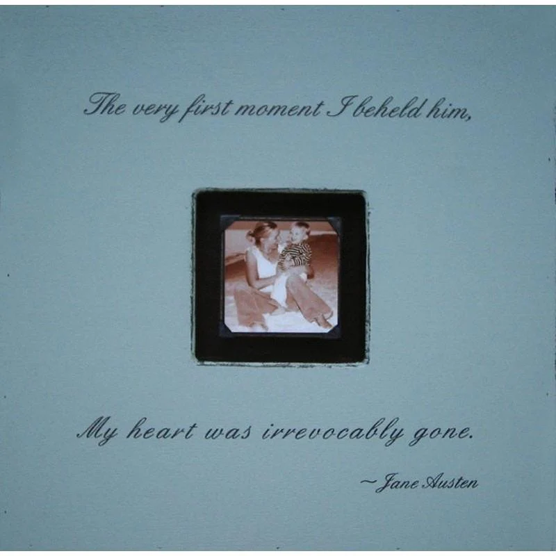 Handmade Wood Photobox with quote "The Very First Moment"