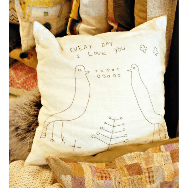 Two Birds Stitched Pillow - Image 2