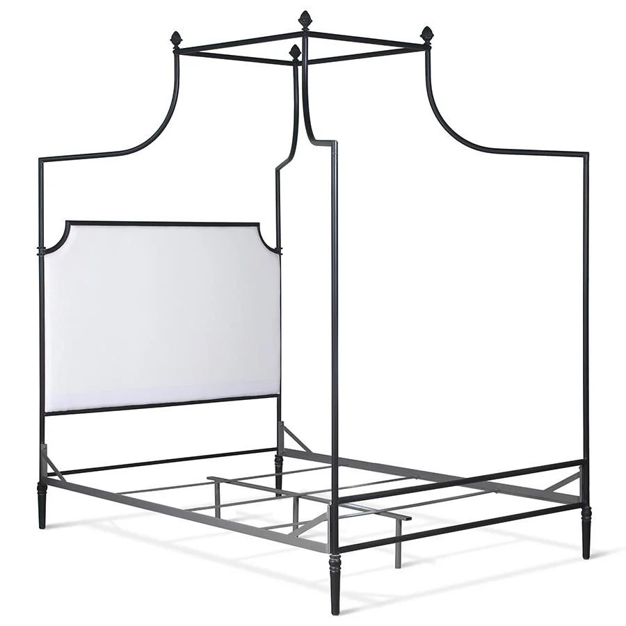 Upholstered Canopy Bed 43856 | Metal canopy bed with upholstered Olivia headboard panel - Image 2