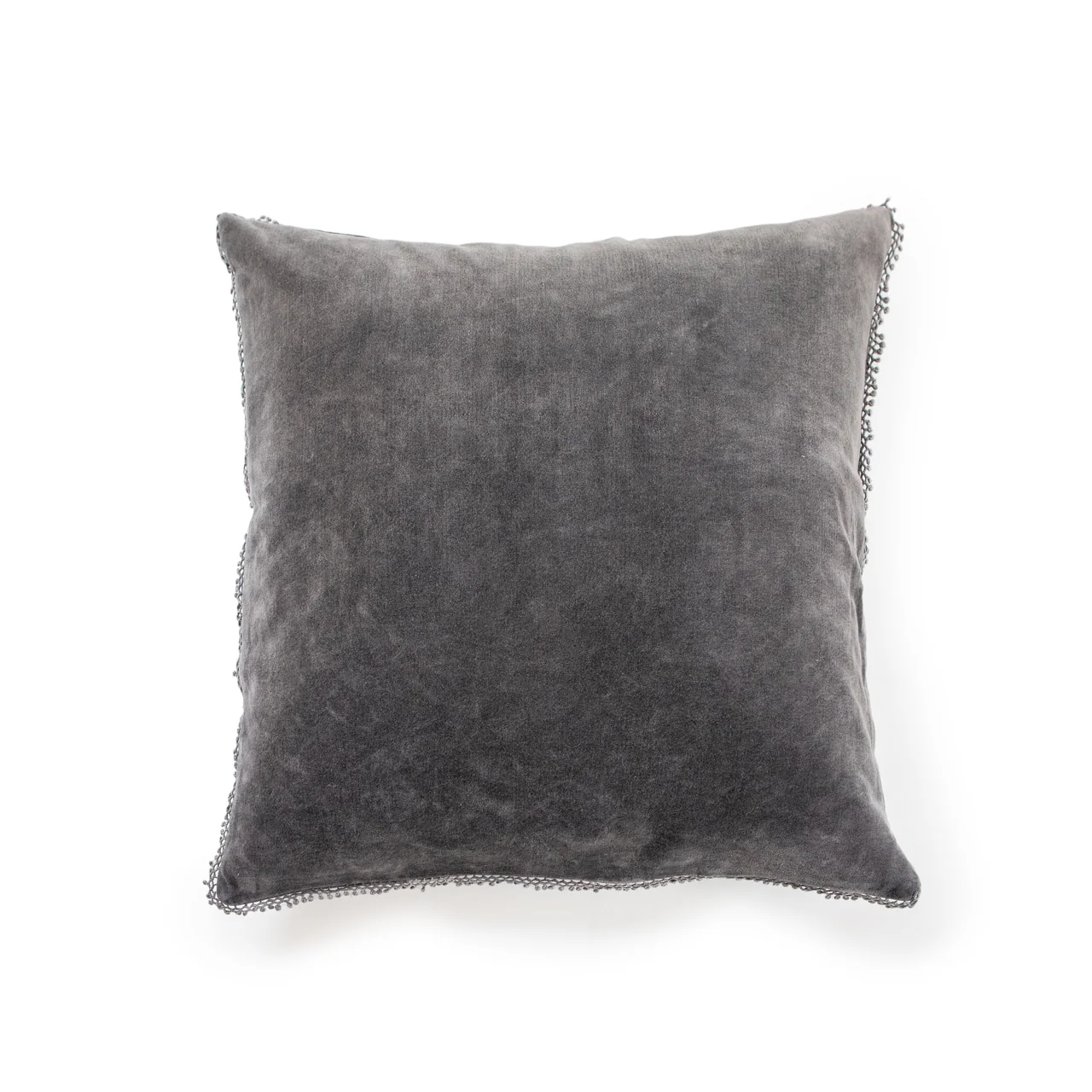 Velvet Pillow with Pom Pom Trim (4 Colors) - Image 10