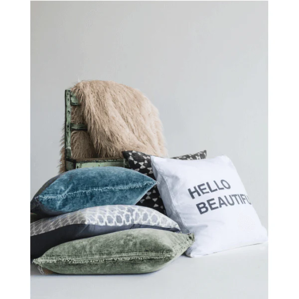 Velvet Pillow with Pom Pom Trim (4 Colors) - Image 2