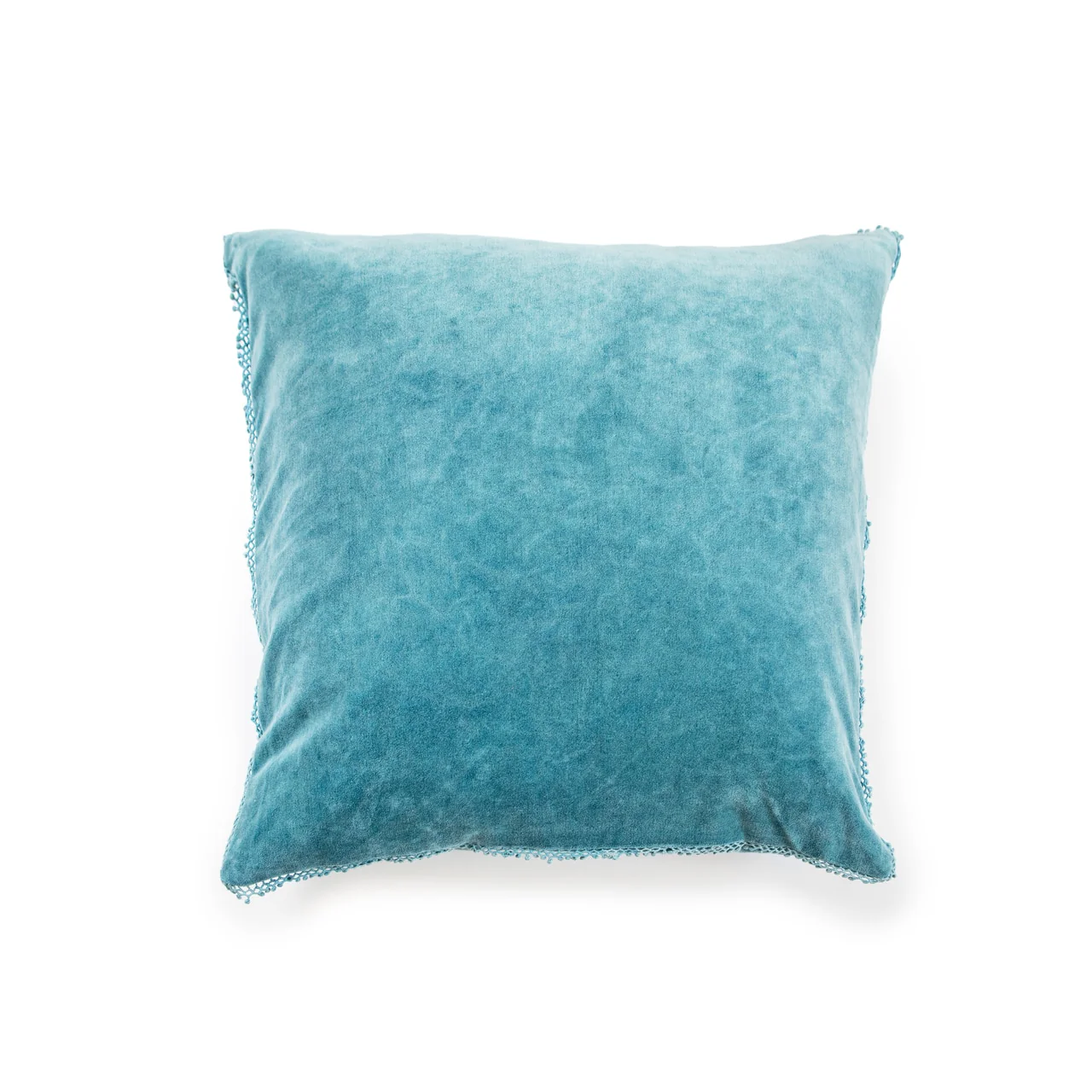 Velvet Pillow with Pom Pom Trim (4 Colors) - Image 3