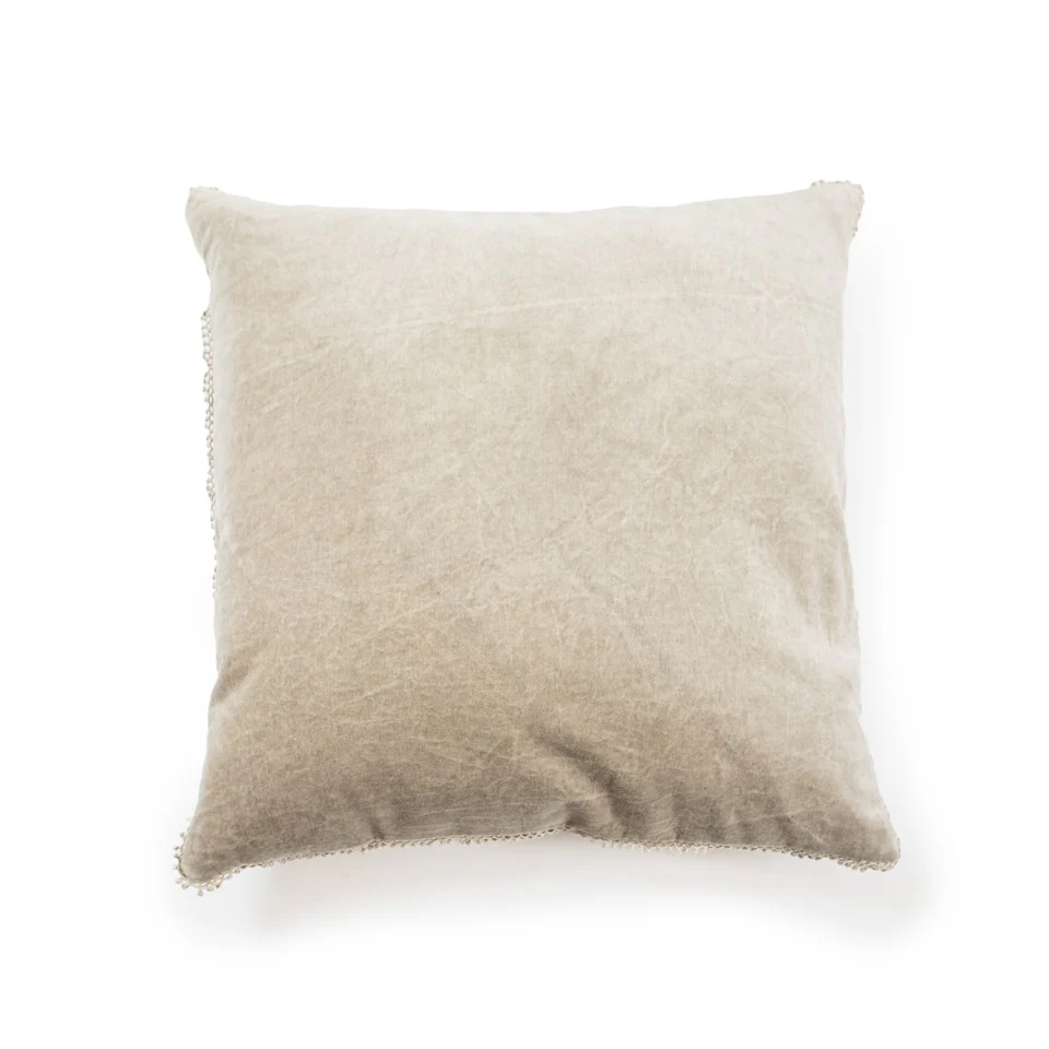 Velvet Pillow with Pom Pom Trim (4 Colors) - Image 6