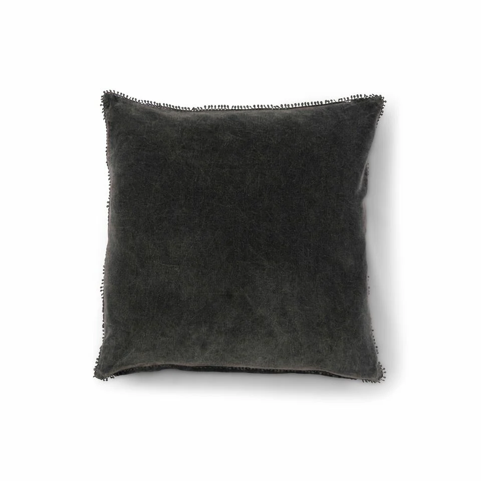 Velvet Pillow with Pom Pom Trim (4 Colors) - Image 9