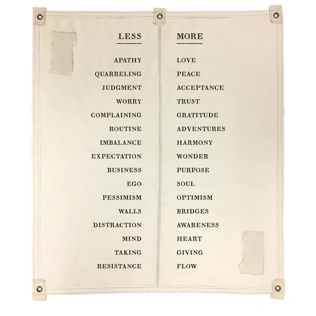 Wall Tarp - Quote from Less More Wall Hanging
