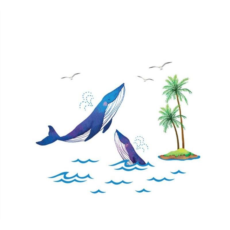 Whales near Cocunut trees - Double sided glass stickers for bathroom / childrens room - Image 7