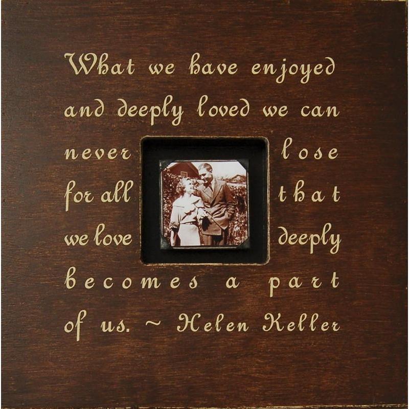 Handmade Wood Photobox with quote "What We Have Enjoyed"