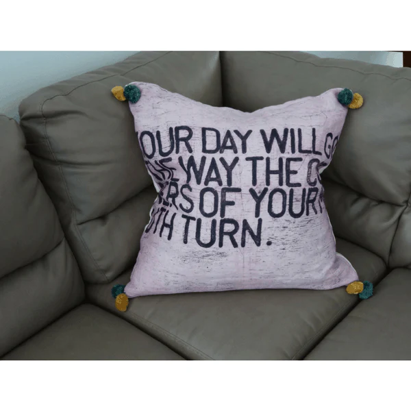 Your Day Will Go Pillow (Color With Poms) - Image 2